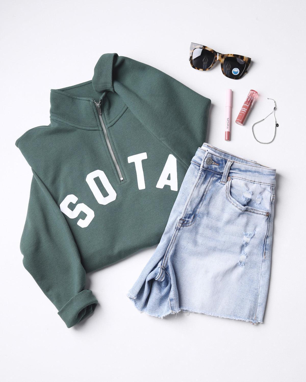 Loft Midweight Unisex Quarter Zip - Alpine Green