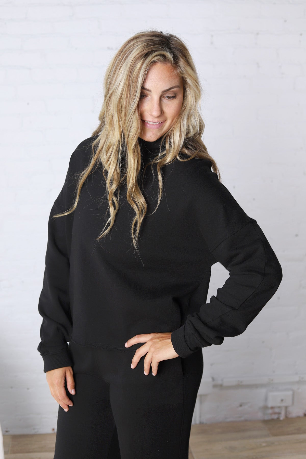 Logan Lounge Long Sleeve Turtleneck - Black