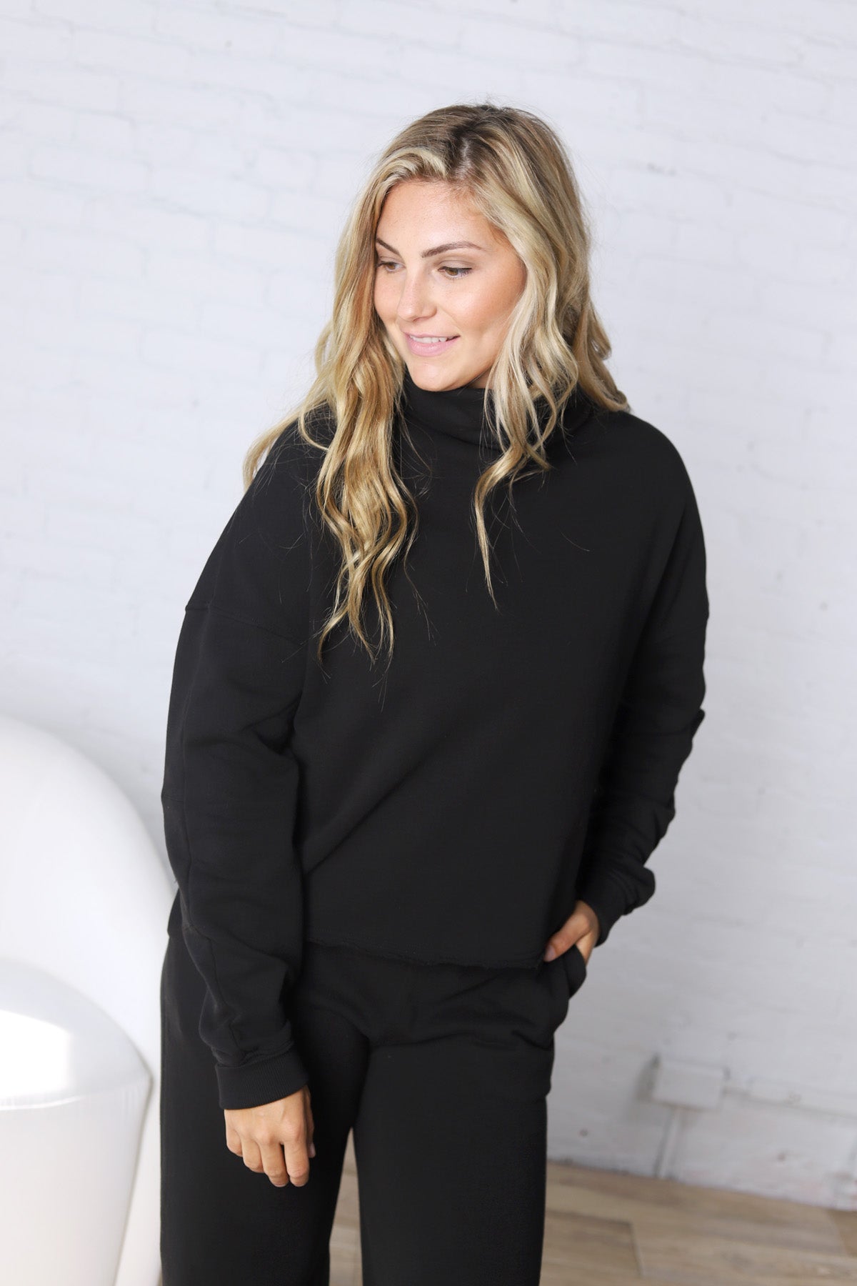 Logan Lounge Long Sleeve Turtleneck - Black
