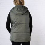 Longline High Neck Padded Vest - Olive
