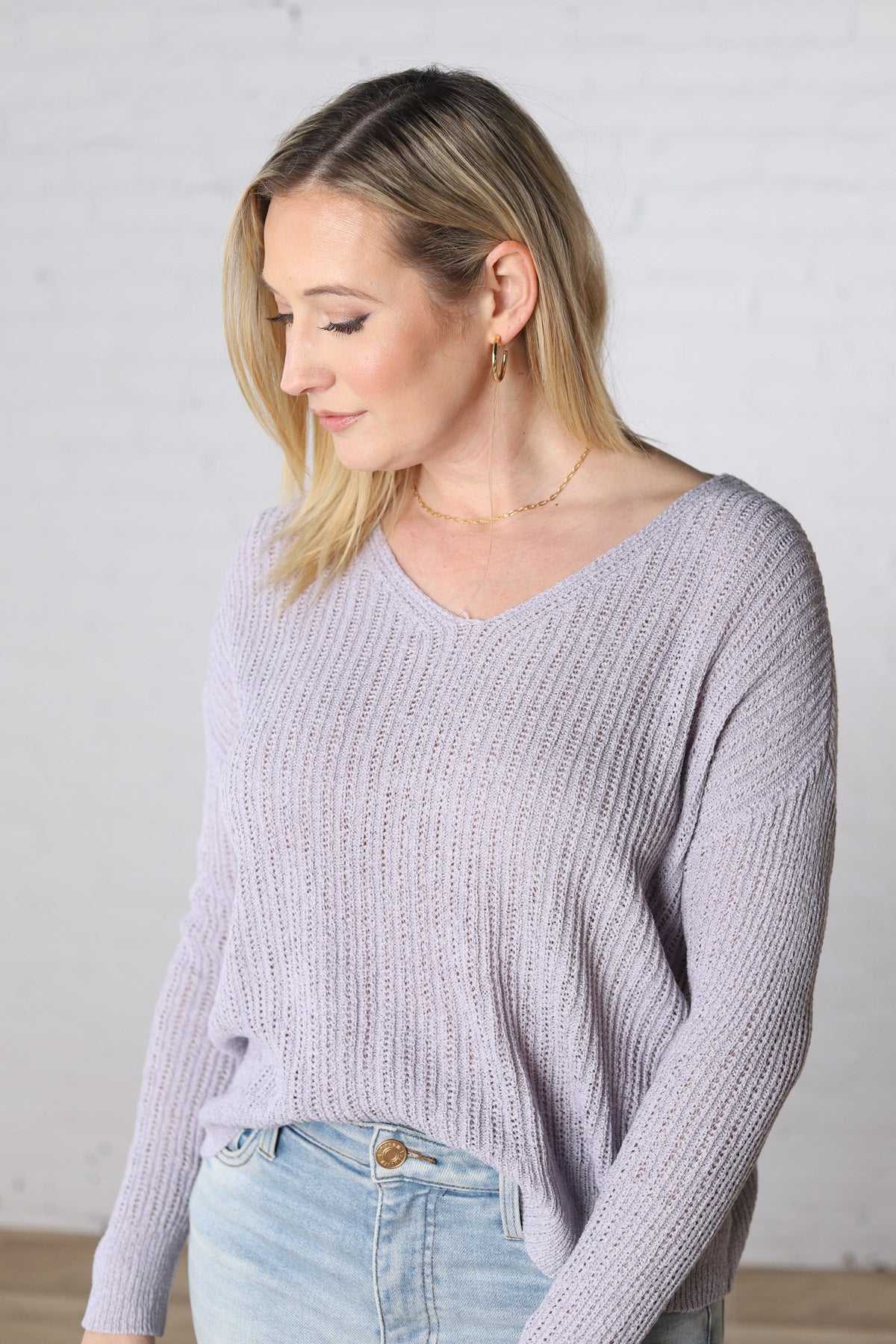 Lorelie Sheer Knit Pullover Sweater