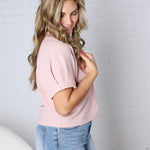 Lottie Bubble Sleeve Romance Top - Rose Smoke