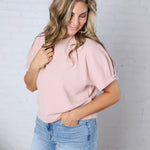 Lottie Bubble Sleeve Romance Top - Rose Smoke