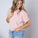 Lottie Bubble Sleeve Romance Top - Rose Smoke