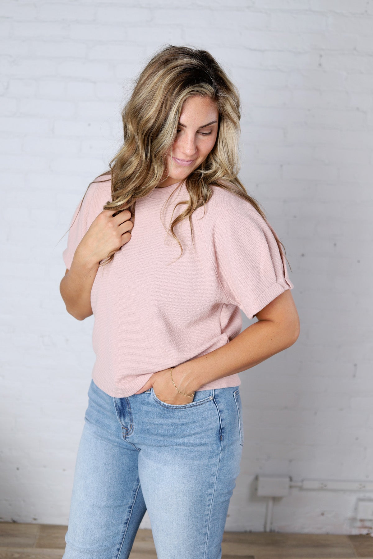 Lottie Bubble Sleeve Romance Top - Rose Smoke