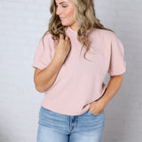 Lottie Bubble Sleeve Romance Top - Rose Smoke