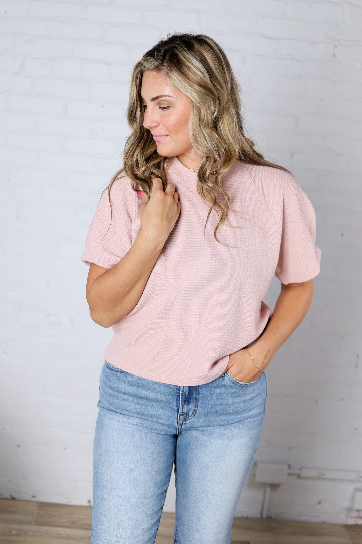 Lottie Bubble Sleeve Romance Top - Rose Smoke
