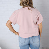 Lottie Bubble Sleeve Romance Top - Rose Smoke
