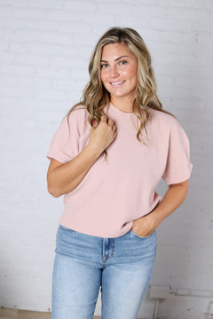 Lottie Bubble Sleeve Romance Top - Rose Smoke