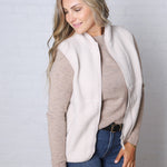 Louisa Sherpa Fleece Zipper Mock Neck Vest - Ecru