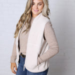 Louisa Sherpa Fleece Zipper Mock Neck Vest - Ecru