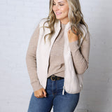 Louisa Sherpa Fleece Zipper Mock Neck Vest - Ecru