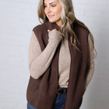 Louisa Sherpa Fleece Zipper Mock Neck Vest - Espresso