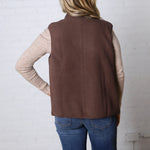 Louisa Sherpa Fleece Zipper Mock Neck Vest - Espresso
