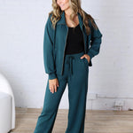 Luca Scuba Wide-leg Sweatpants - Deep Green