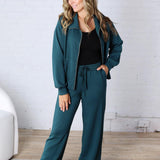 Luca Scuba Wide-leg Sweatpants - Deep Green