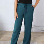 Luca Scuba Wide-leg Sweatpants - Deep Green