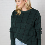 Lucinda Grid Print Pullover Sweater - Hunter Green