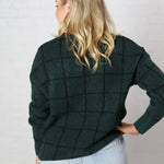 Lucinda Grid Print Pullover Sweater - Hunter Green