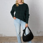 Lucinda Grid Print Pullover Sweater - Hunter Green