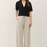 Lumi Linen Blend Wide Leg Pants - Pebble
