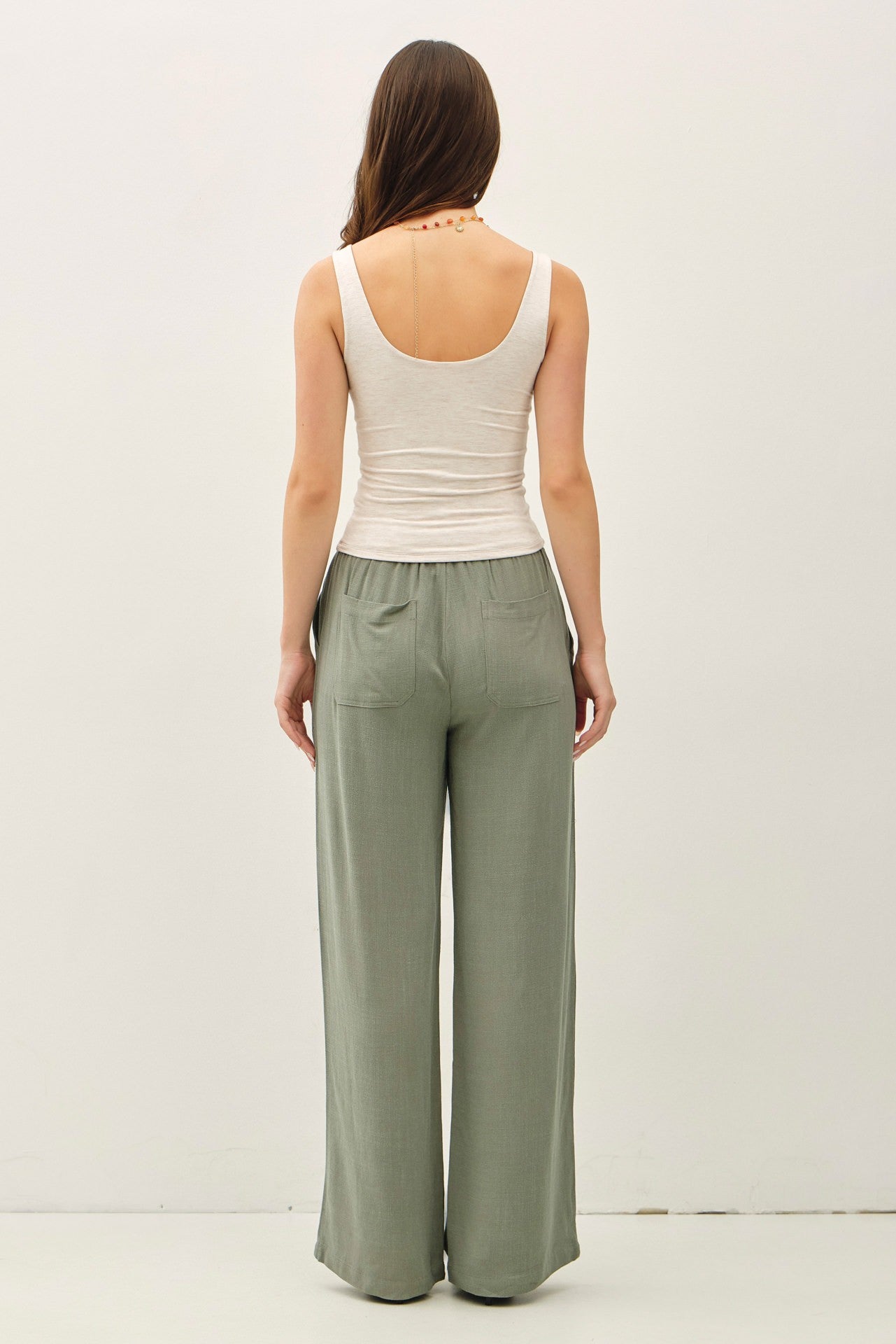 Lumi Linen Blend Wide Leg Pants - Spruce