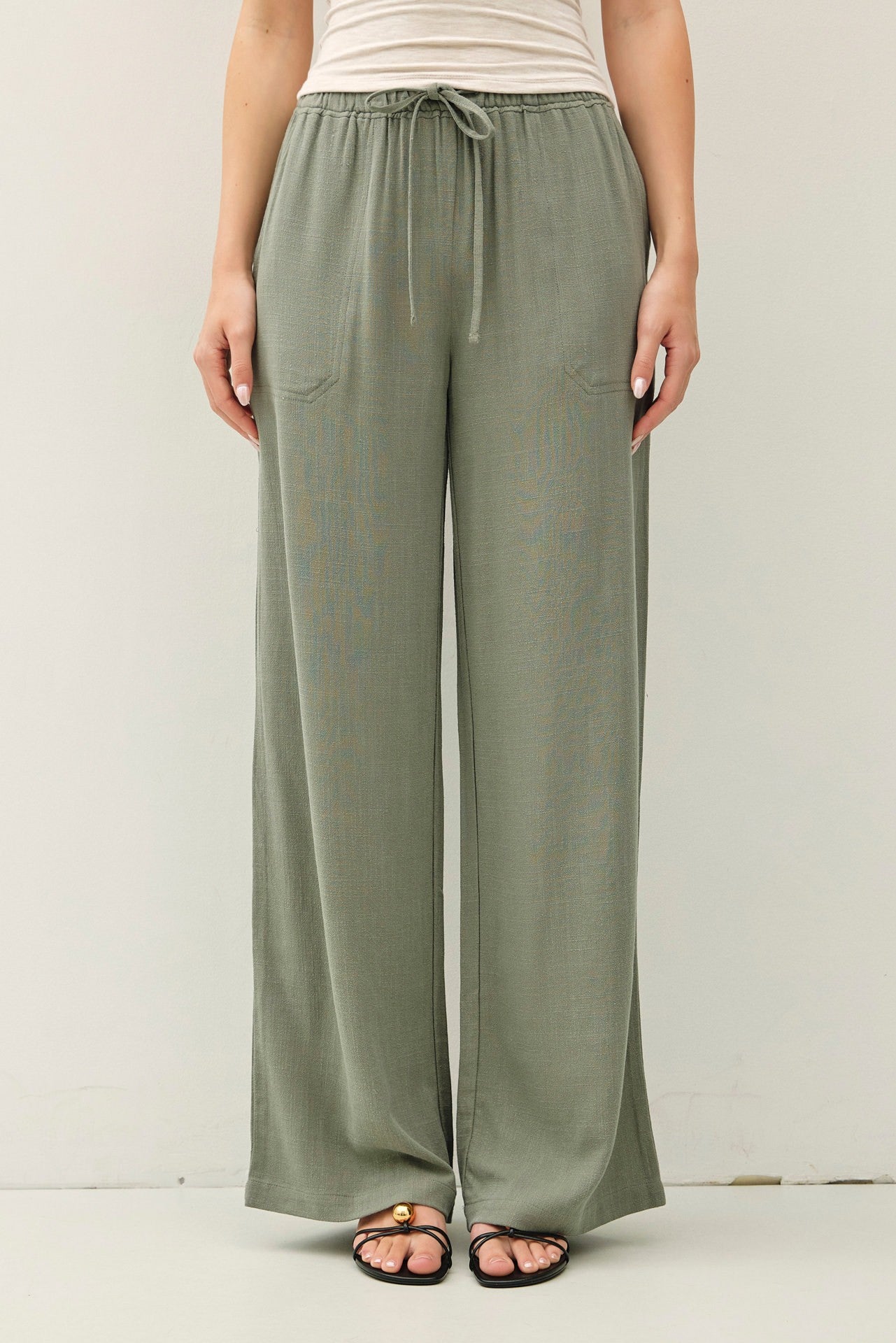Lumi Linen Blend Wide Leg Pants - Spruce