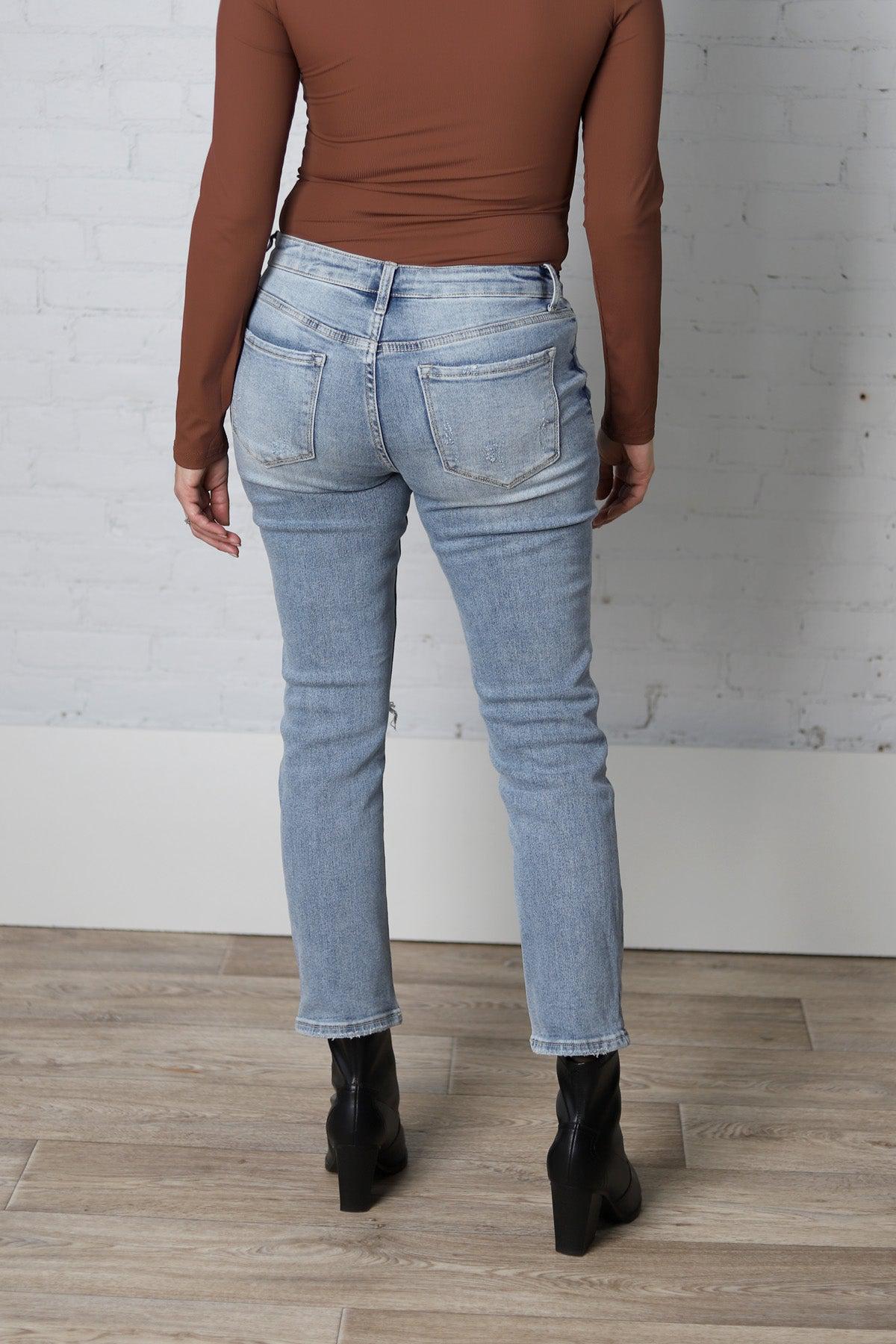 Luna Mid Rise Distressed Crop Straight by Vervet - Swing Jazz Wash - FINAL SALE