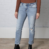 Luna Mid Rise Distressed Crop Straight by Vervet - Swing Jazz Wash - FINAL SALE