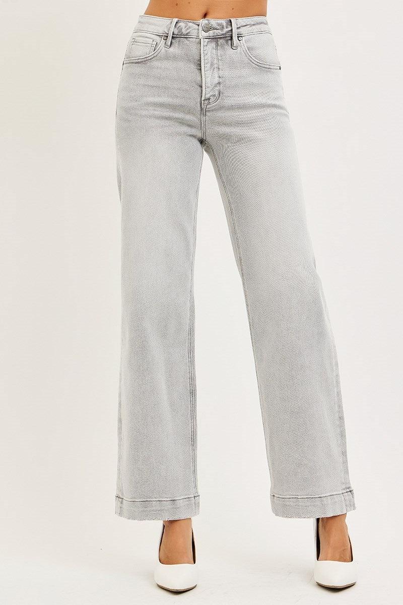 Lydia Light Grey Wide Leg Ankle Jeans – Risen Denim