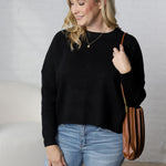 Lydian Waffle Textured Sweater - Black