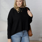 Lydian Waffle Textured Sweater - Black