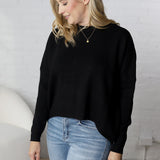 Lydian Waffle Textured Sweater - Black