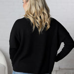 Lydian Waffle Textured Sweater - Black