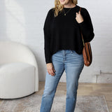 Lydian Waffle Textured Sweater - Black