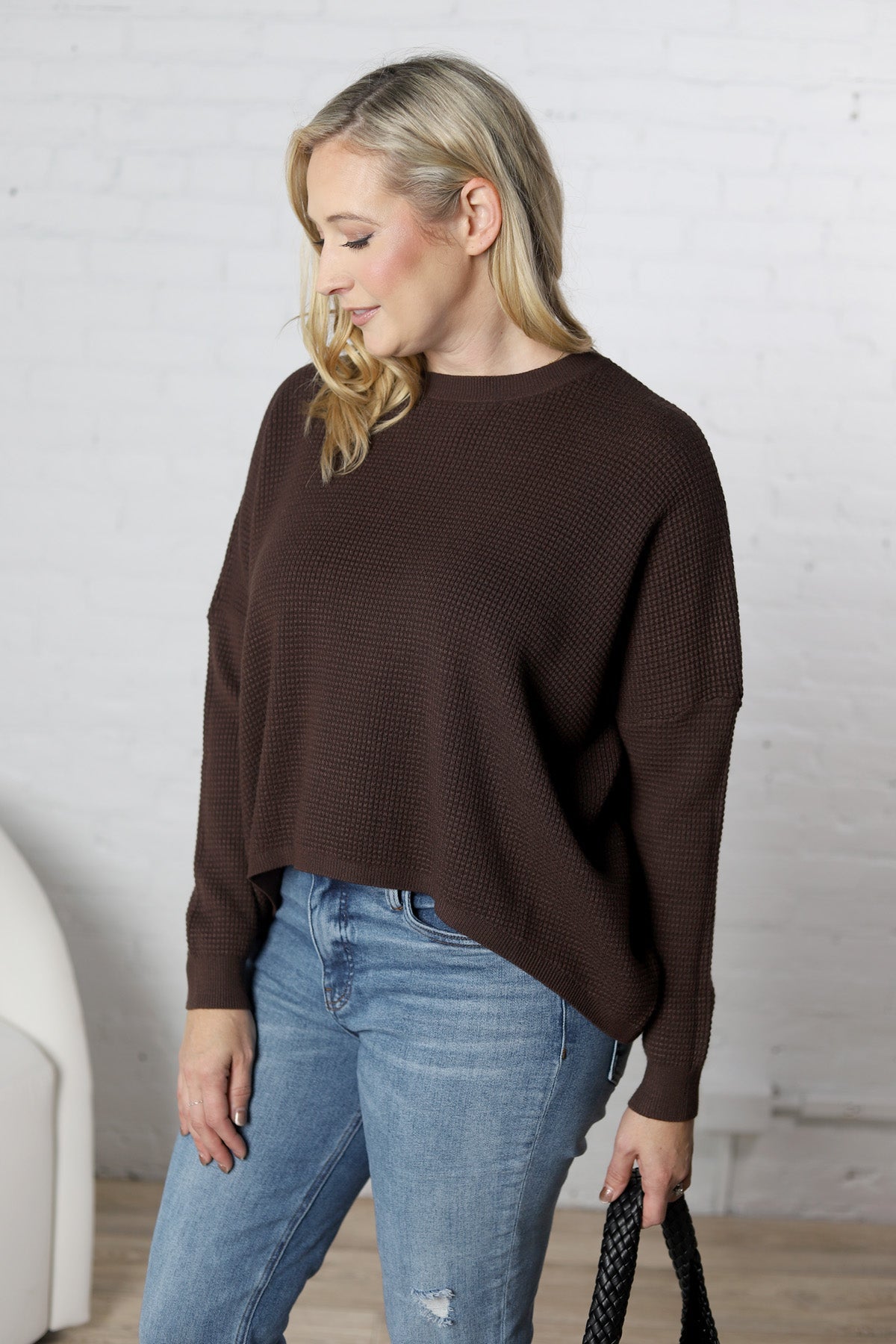 Lydian Waffle Textured Sweater - Cacao