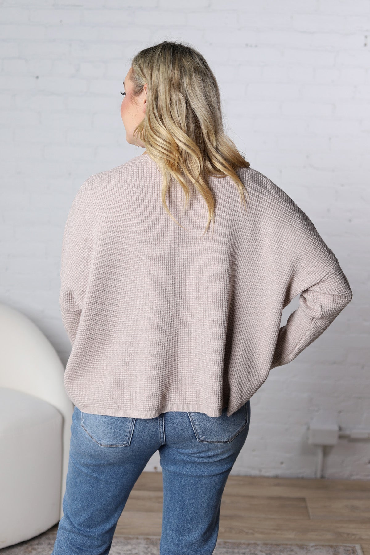 Lydian Waffle Textured Sweater - Stone