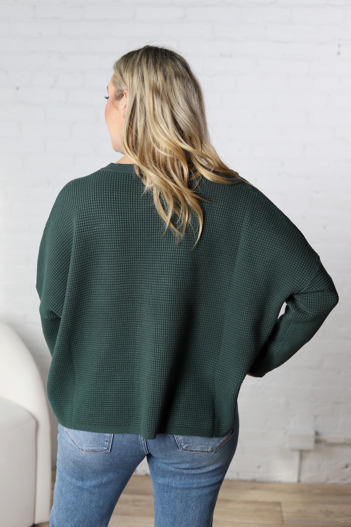 Lydian Waffle Textured Sweater - Trekking Green