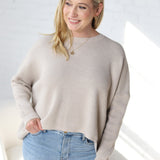 Lydian Waffle Textured Sweater - Warm Grey FINAL SALE