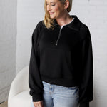 Lyra Half Zip Pocket Sweatshirt - Black