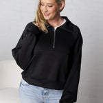 Lyra Half Zip Pocket Sweatshirt - Black