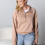 Lyra Half Zip Pocket Sweatshirt - Dark Taupe