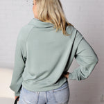 Lyra Half Zip Pocket Sweatshirt - Sage Green