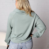 Lyra Half Zip Pocket Sweatshirt - Sage Green