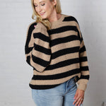 Lyra Stripe Pullover Sweater - Taupe