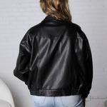 Lyris Faux Leather Oversized Jacket - Black