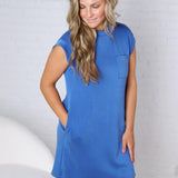 Mabel Crew Neck Cap Sleeve Mini Dress