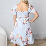 Madeline Smocking Short Sleeve Ruffle Hem Floral Dress