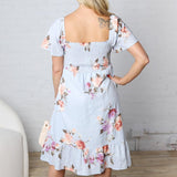 Madeline Smocking Short Sleeve Ruffle Hem Floral Dress