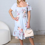 Madeline Smocking Short Sleeve Ruffle Hem Floral Dress